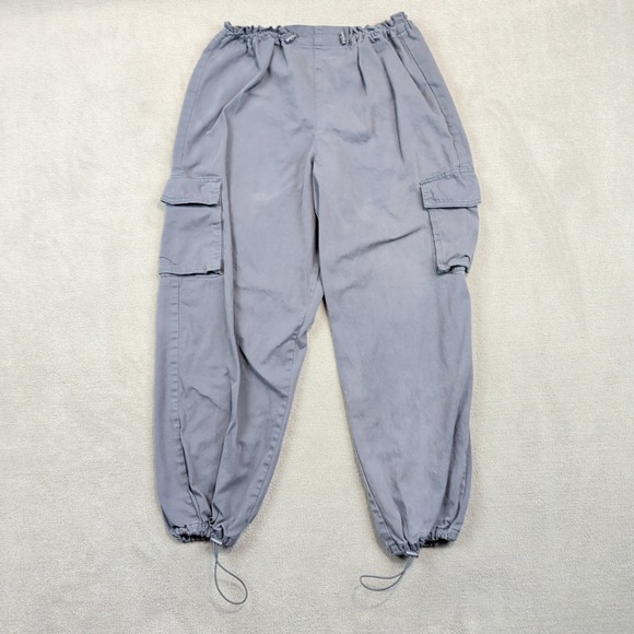 Primark Y2K Cargo Pants M Grey Cotton Utility Gorpcore Parachute Bungee Joggers — photo 2